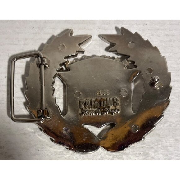 Famous Stars & Straps USA Flag Belt Buckle With Laurel Wreath Design Silver Tone - Picture 3 of 6